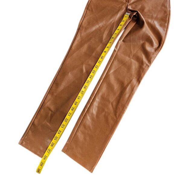 Aritzia Wilfred The Melina Skinny Leg, High Rise, Vegan Leather, Cognac Size 0 - Picture 5 of 9